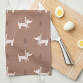 Scandi Dog & Christmas Trees Kitchen Towel キッチンタオル (四つ折り)