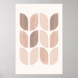 Scandi floral art. Geometric Leaves or Flowers ポスター