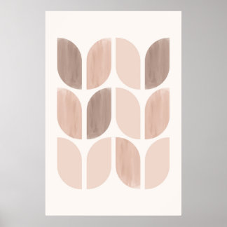 Scandi floral art. Geometric Leaves or Flowers ポスター