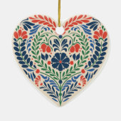 Scandi Heart – Swedish Folk Art Ornament セラミックオーナメント (裏面)
