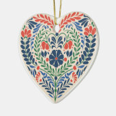 Scandi Heart – Swedish Folk Art Ornament セラミックオーナメント (左)