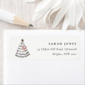 Scandi Minimal Blush Heart Christmas Tree Address ラベル (インサイチュ)