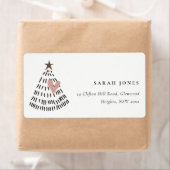 Scandi Minimal Blush Heart Christmas Tree Address ラベル (インサイチュ)