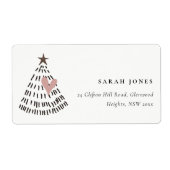 Scandi Minimal Blush Heart Christmas Tree Address ラベル (正面)
