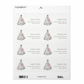 Scandi Minimal Blush Heart Christmas Tree Address ラベル (フルシート)