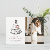 Scandi Minimal Blush Heart Christmas Tree Photo シーズンカード (スタンド正面)