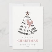 Scandi Minimal Blush Heart Christmas Tree Photo シーズンカード (正面)
