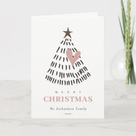 Scandi Minimal Blush Heart Logo Christmas Tree シーズンカード