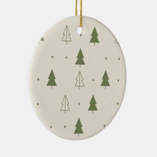 Scandi Minimalist Trees Pattern Christmas Decor セラミックオーナメント (右)