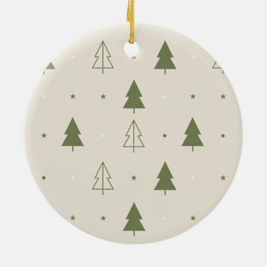 Scandi Minimalist Trees Pattern Christmas Decor セラミックオーナメント (裏面)