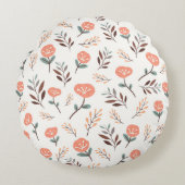 Scandi Red Bloom Pillow ラウンドクッション (正面)