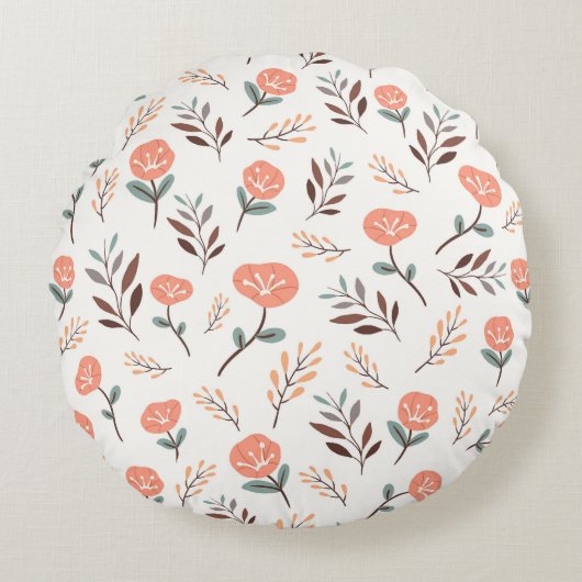 Scandi Red Bloom Pillow ラウンドクッション (正面)