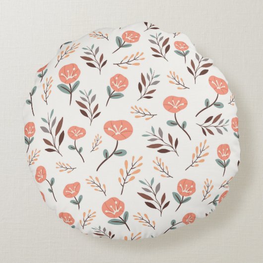 Scandi Red Bloom Pillow ラウンドクッション (裏面)