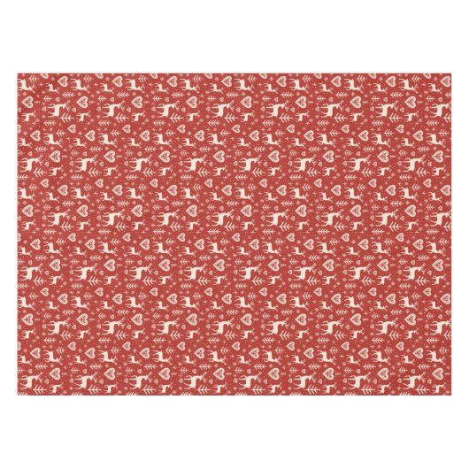 Scandi Reindeer Hearts テーブルクロス (正面(横))