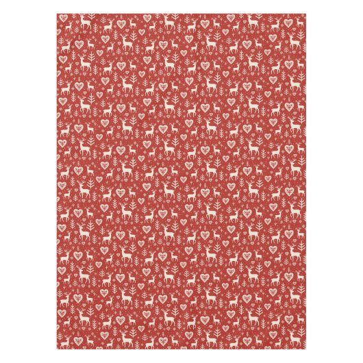 Scandi Reindeer Hearts テーブルクロス (正面)