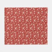 Scandi Reindeer Hearts フリースブランケット (正面(横))