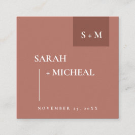 SCANDI TERRACOTTA RUST MONOGRAMの結婚ウェブサイト スクエア名刺
