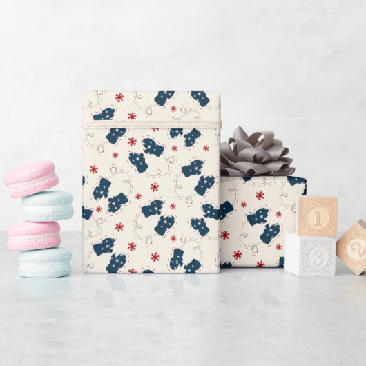 Scandi Winter Gloves Pattern Wrapping Paper Roll  ラッピングペーパー (ベビーシャワー)