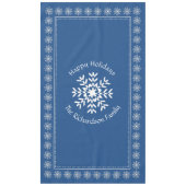 Scandianvianのクリスマスの雪片のカスタムな文字の青 テーブルクロス (正面)