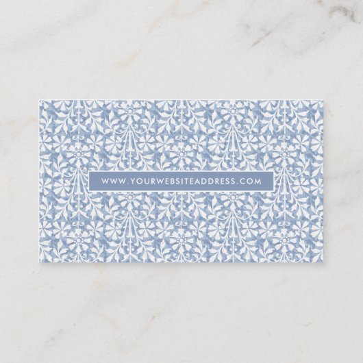 Scandinavian Blue and White Floral Elegant 名刺 (裏面)