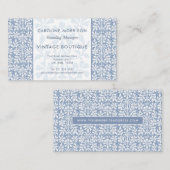 Scandinavian Blue and White Floral Elegant 名刺 (正面/裏面)