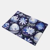 Scandinavian Blue Easter Egg Spring Floral ドアマット (アングル)
