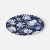 Scandinavian Blue Easter Egg Spring Floral ペーパープレート (アングル)