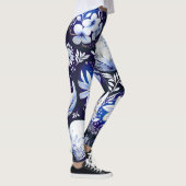 Scandinavian Blue Easter Egg Spring Floral レギンス (右)