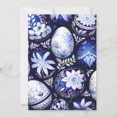 Scandinavian Blue Easter Egg Spring Floral 案内状 (正面)