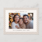 Scandinavian Brown & White Photo Holiday Postcard シーズンポストカード (正面)