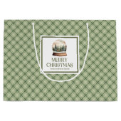 Scandinavian Christmas Gift Bag Elegant Neutral  ラージペーパーバッグ (正面)