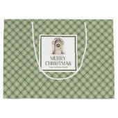 Scandinavian Christmas Gift Bag Sage Ivory Minimal ラージペーパーバッグ (正面)