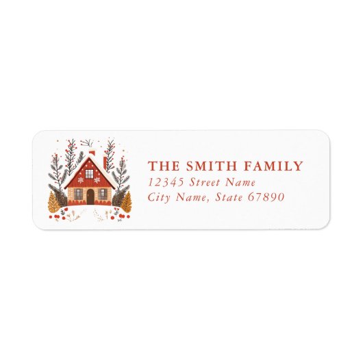 Scandinavian Christmas House Return Address Labels ラベル (正面)