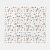 Scandinavian Christmas – Nordic Winter Snowman フリースブランケット (正面(横))