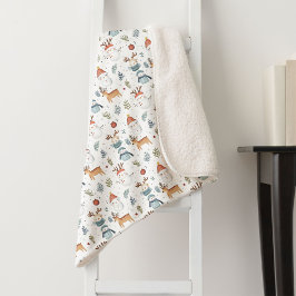 Scandinavian Christmas Nordic Winter Snowman Baby シェルパブランケット