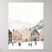 Scandinavian Christmas Print Norway Illustration  ポスター (正面)