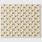 Scandinavian Christmas Tree Reindeer Pattern ラッピングペーパー (フラット)