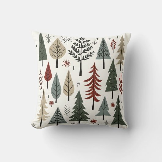 Scandinavian Christmas Trees – Minimalist Holiday  クッション (正面)