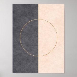 Scandinavian Circle Line Wall Art – Neutral Print ポスター
