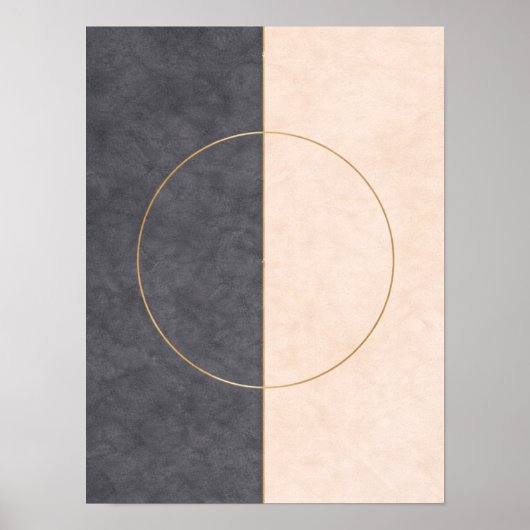 Scandinavian Circle Line Wall Art – Neutral Print ポスター (正面)