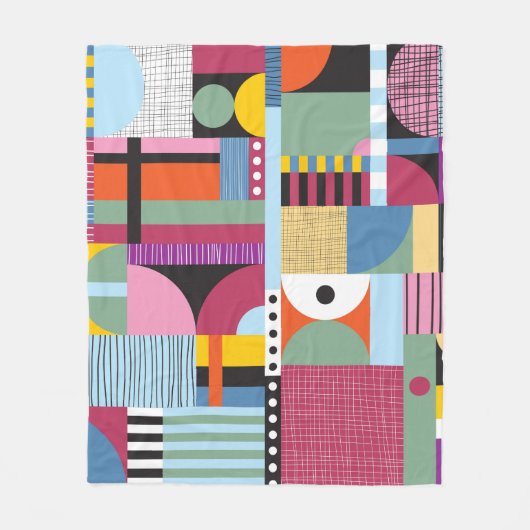 Scandinavian colorful pattern フリースブランケット (正面)
