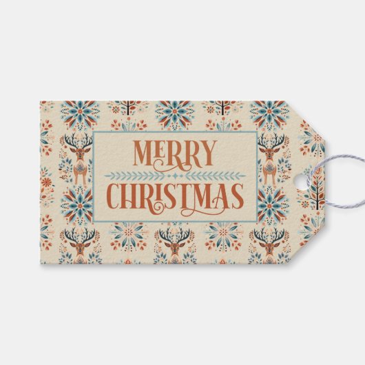 Scandinavian Deer Holiday ギフトタグ (正面(横))