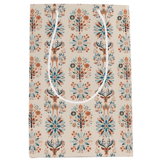 Scandinavian Deer Holiday ミディアムペーパーバッグ (正面)