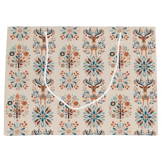 Scandinavian Deer Holiday ラージペーパーバッグ (正面)