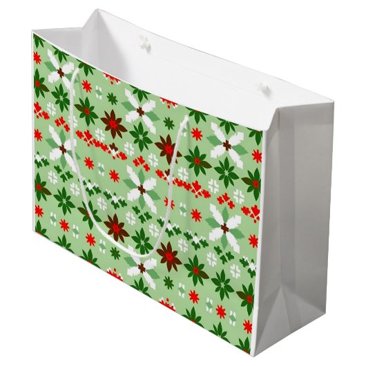 Scandinavian Fair Isle Christmas ラージペーパーバッグ (正面アングル)