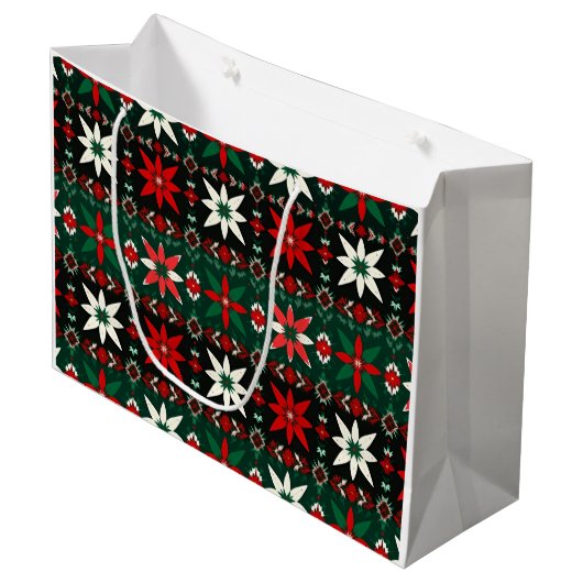 Scandinavian Fair Isle Christmas ラージペーパーバッグ (正面アングル)