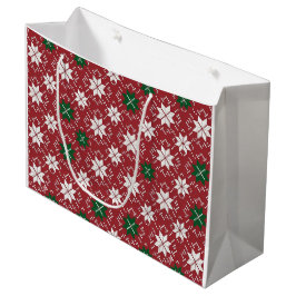 Scandinavian Fair Isle Christmas ラージペーパーバッグ