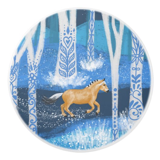Scandinavian Fjord Horse Ceramic Knob セラミックノブ (正面)
