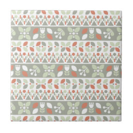 Scandinavian Floral Folk Design Pattern  タイル