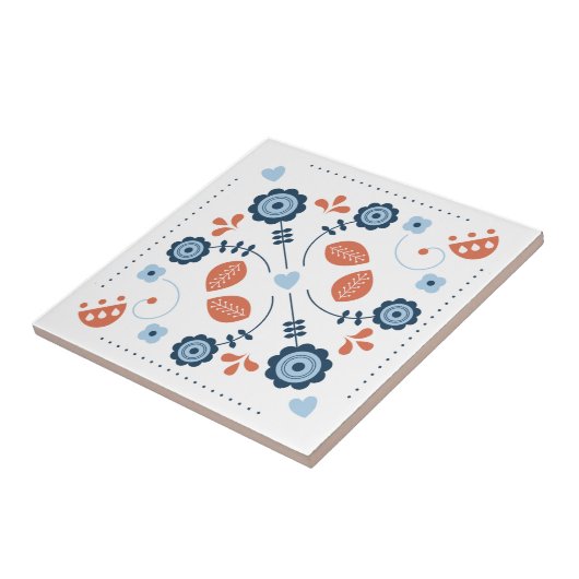 Scandinavian Floral Folk Pattern Design タイル (側面)